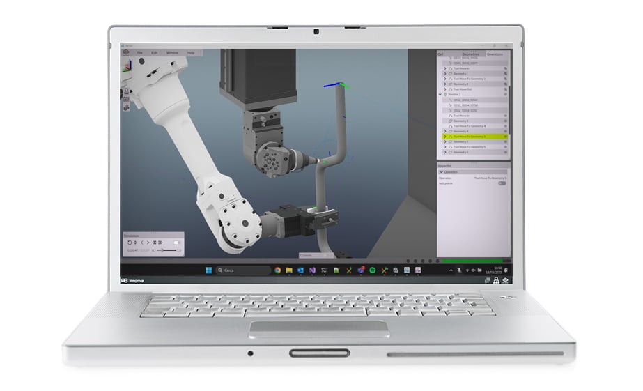 Simulation of a 3D laser cutting a pre-bent tube