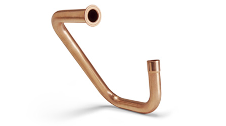 Copper tube bent and end-formed on both ends