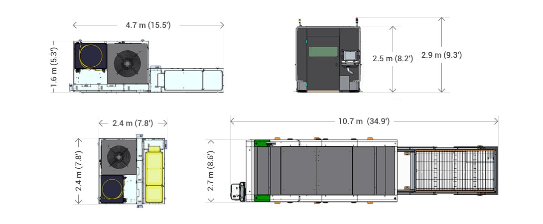 Crosswise configuration dimensions