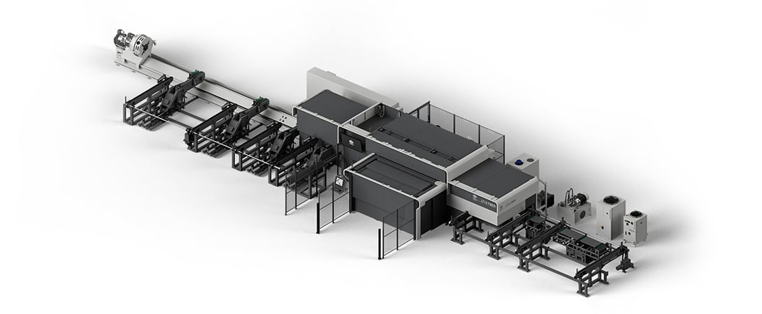 Tube handling with three spindles on Lasertube LT14 FIBER